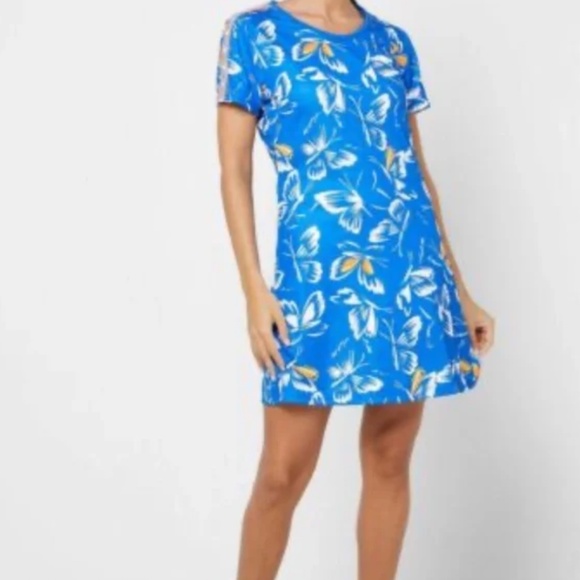 Adidas Farm Rio Butterfly Blue Mini Dress - Picture 1 of 5